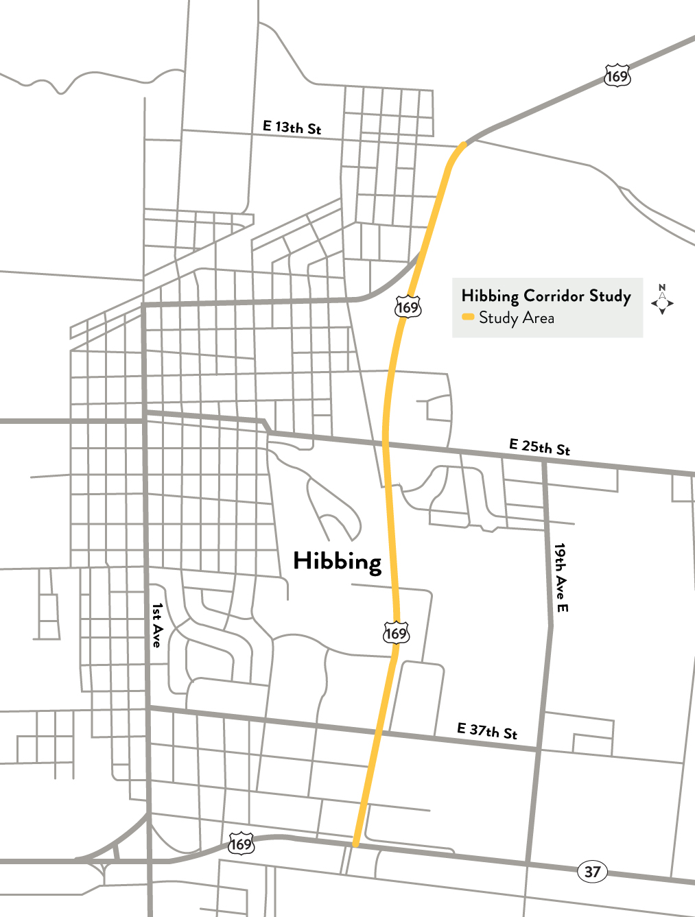 A rendering of the Hwy 169 corridor study through Hibbing.
