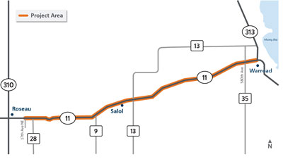 Click to enlarge Highway 11 project map