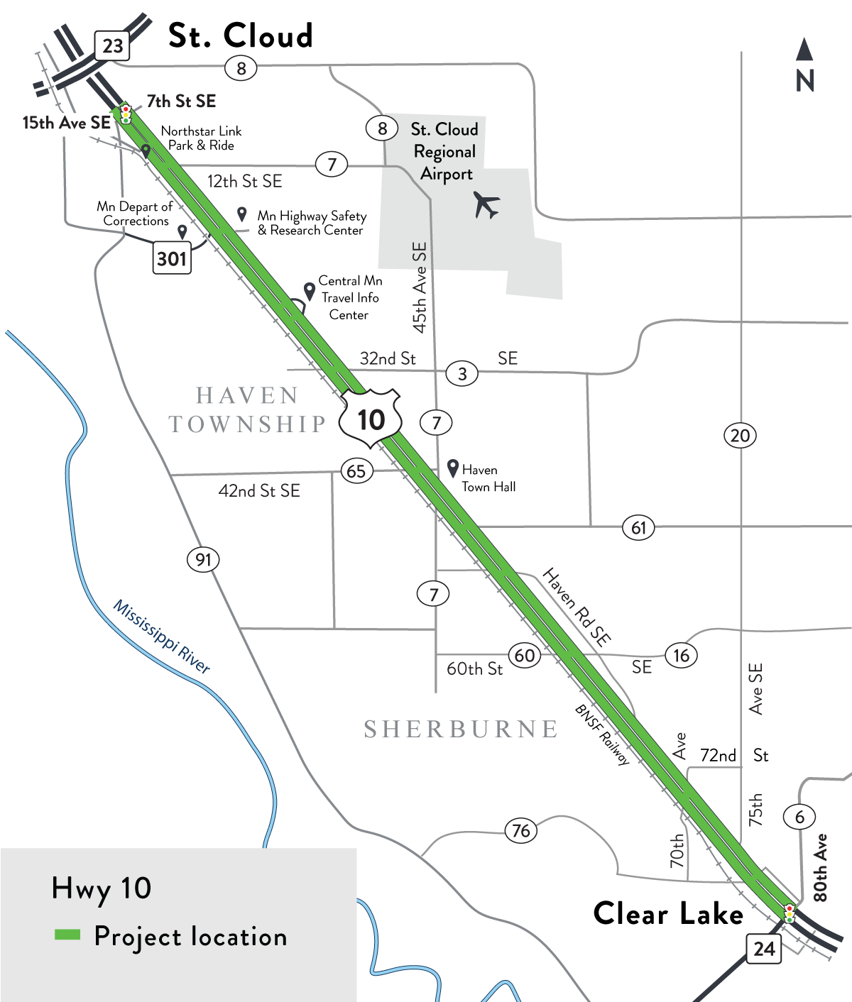 Hwy 10 study location map Hwy 10 study location map