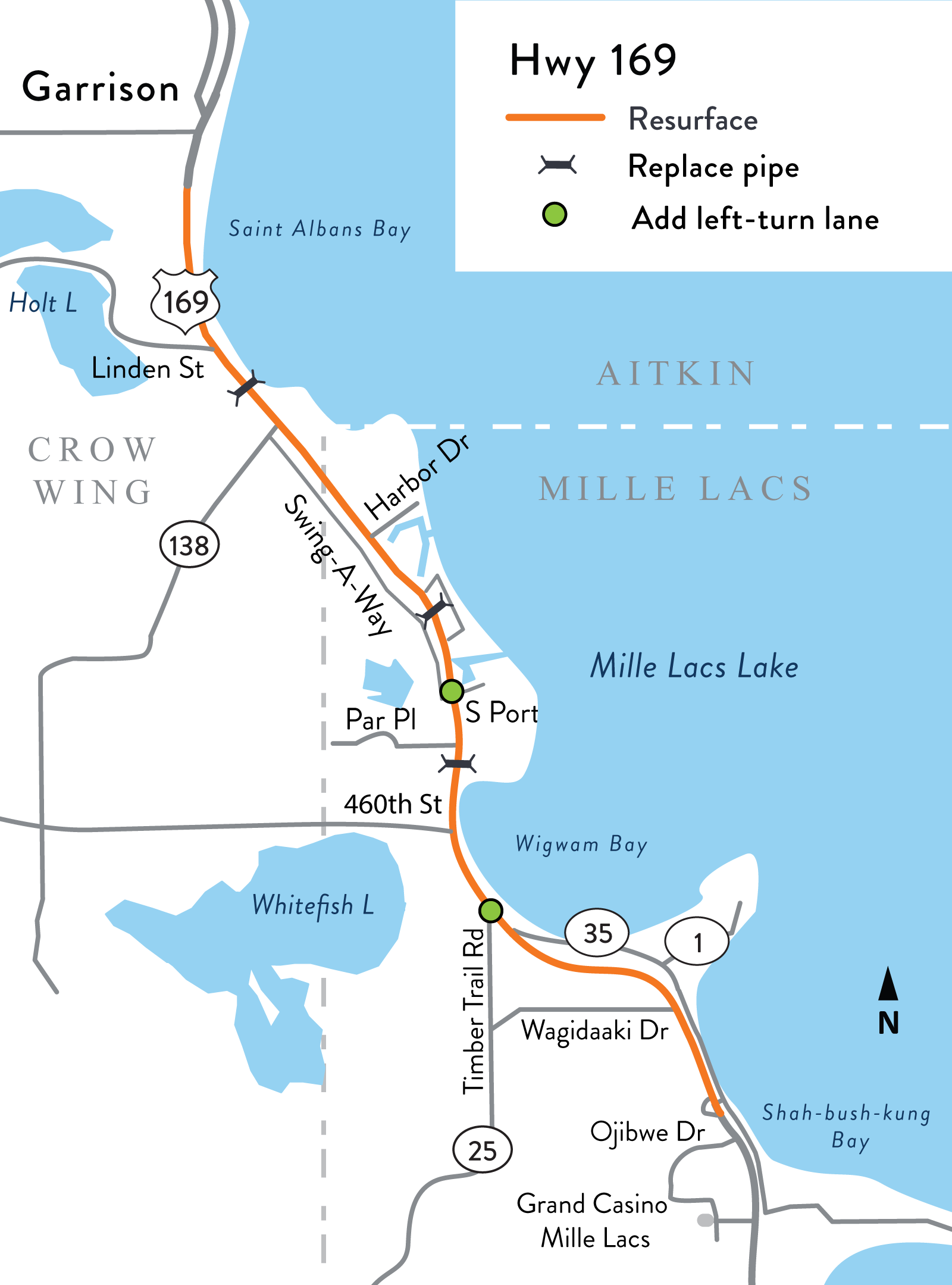 Hwy 169 project location map Hwy 169 south of Garrison project map