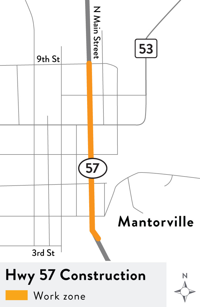 Project limts from the South Branch Middle Fork Zumbro bridge to 9th St. in Mantorville.