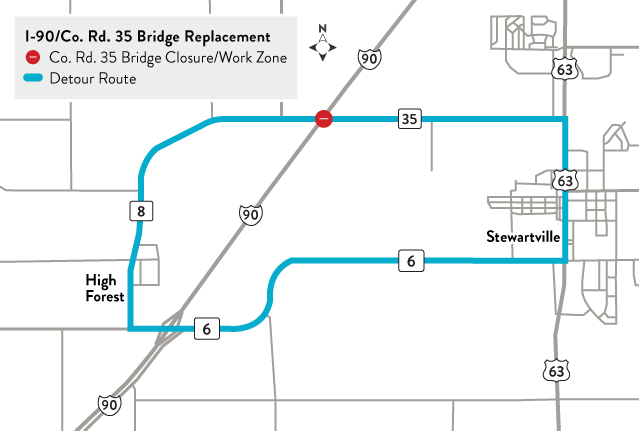 Co. Rd. 35 detour map