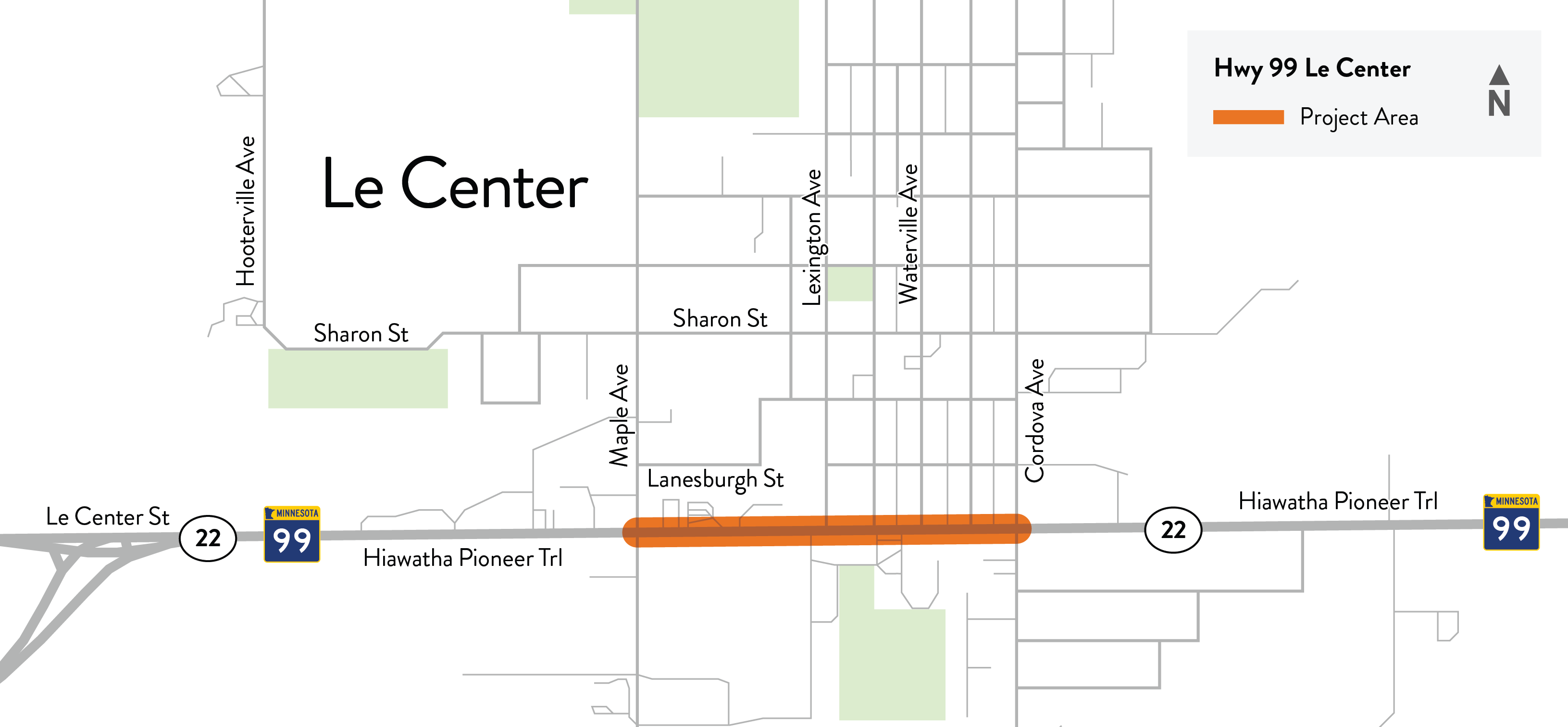Highway 99 Le Center project location map