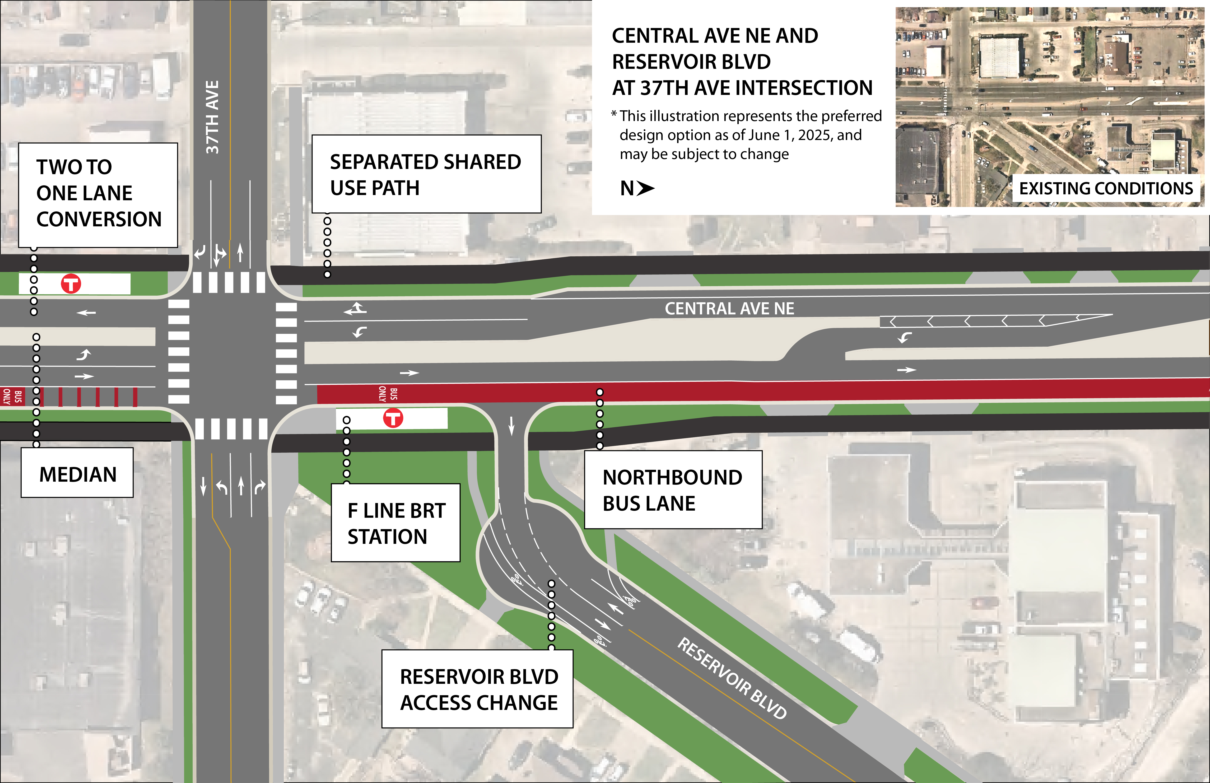Central Avenue Northeast at 37th Avenue option 2 proposed changes