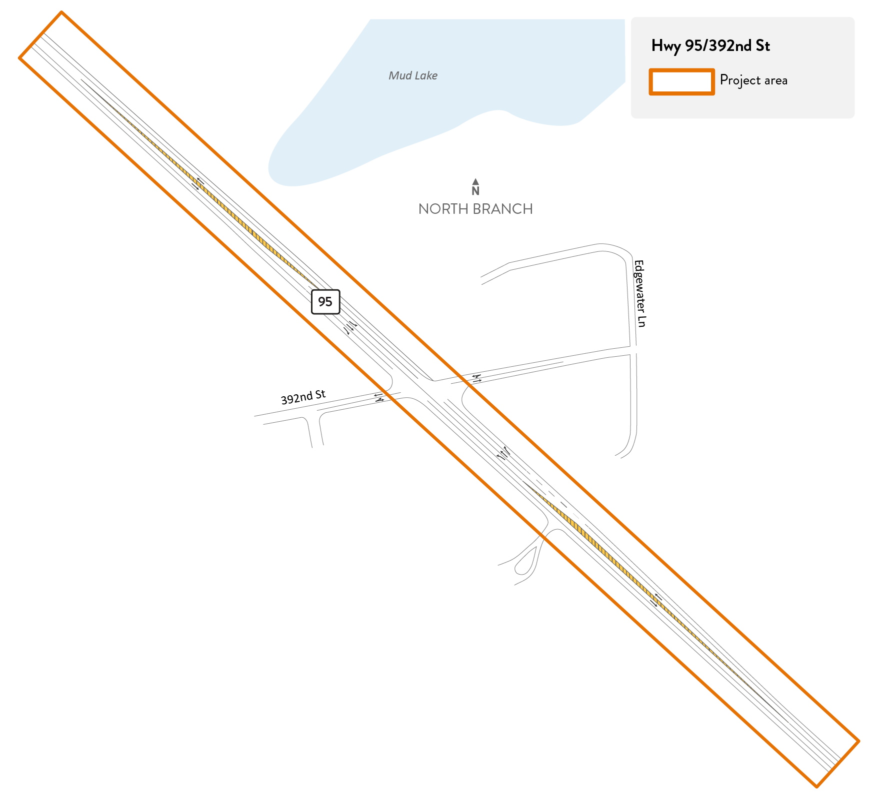 Highway 95 at 392nd Street in North Branch project area map.